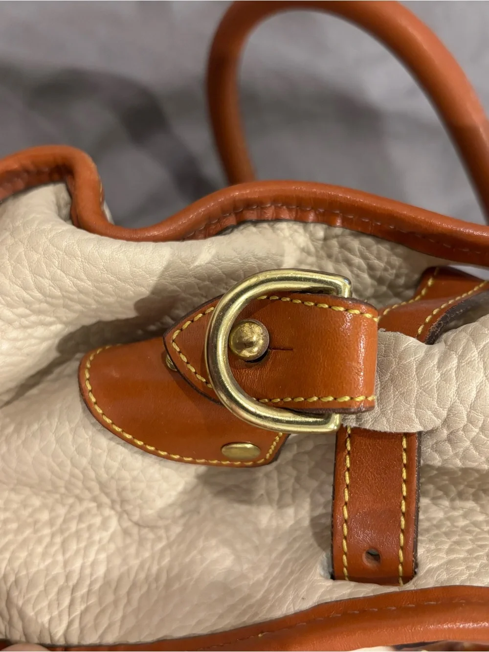 Dooney & Bourke Cream and Tan Leather Satchel